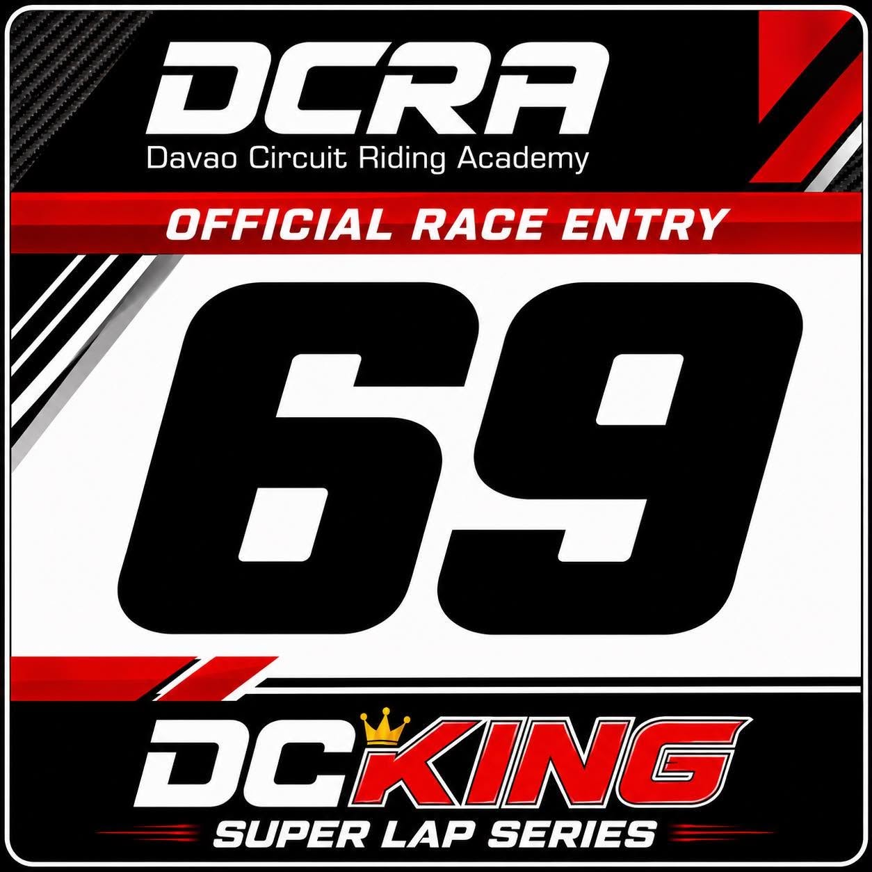 Official DCRA race number decal sample